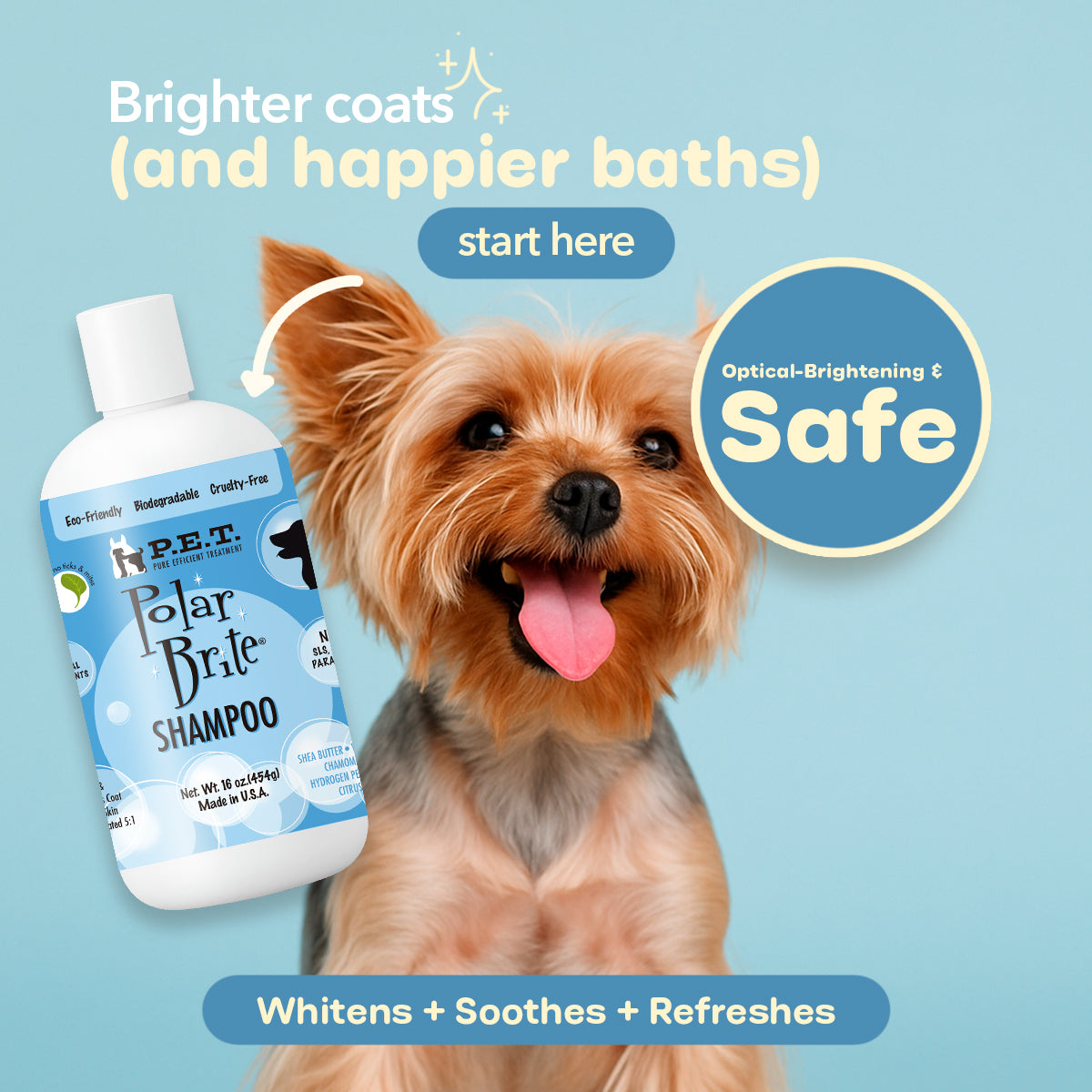 Polar Brite® Tangerine - Optical Whitening & Soothing Shampoo for Dogs & Cats