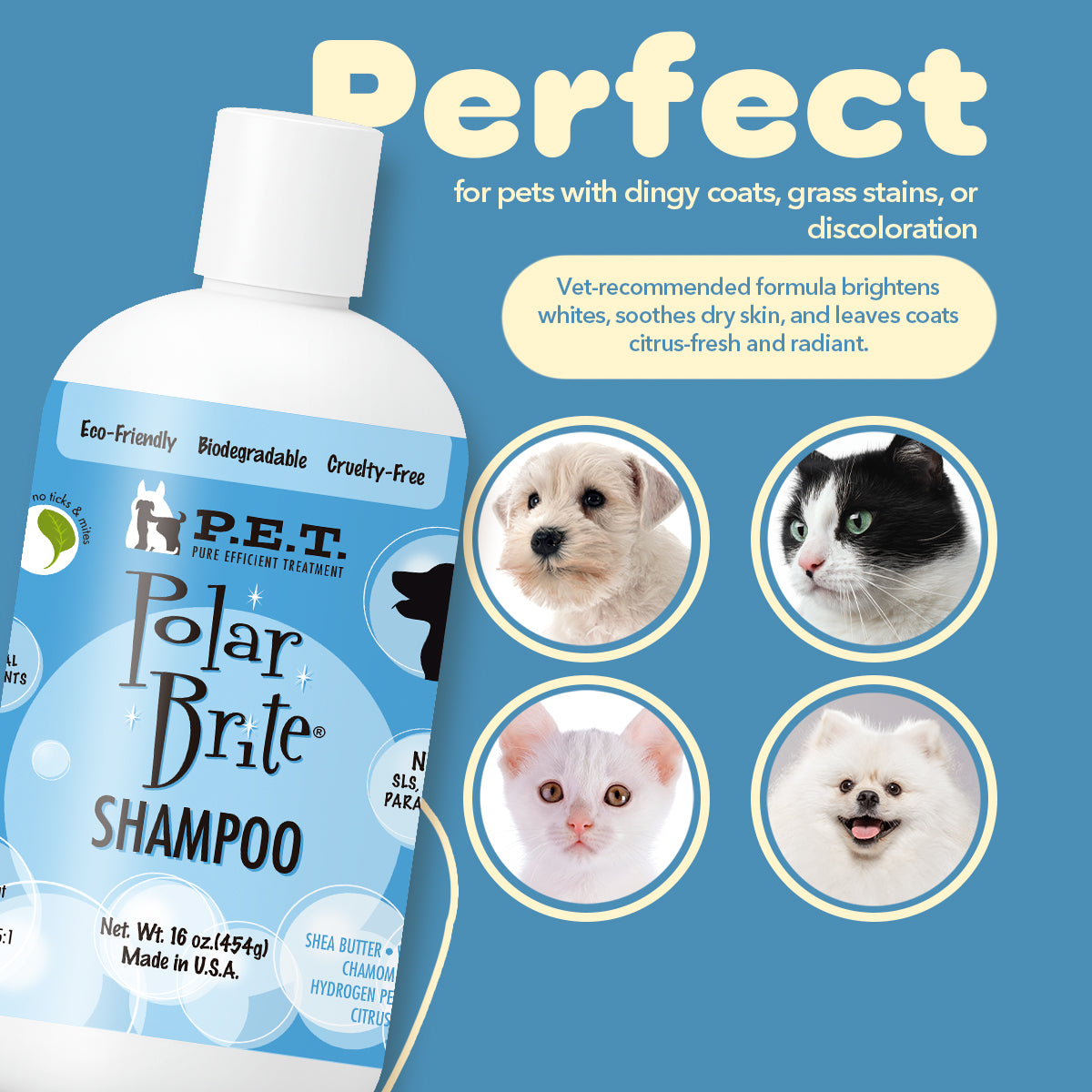 Polar Brite® Tangerine - Optical Whitening & Soothing Shampoo for Dogs & Cats